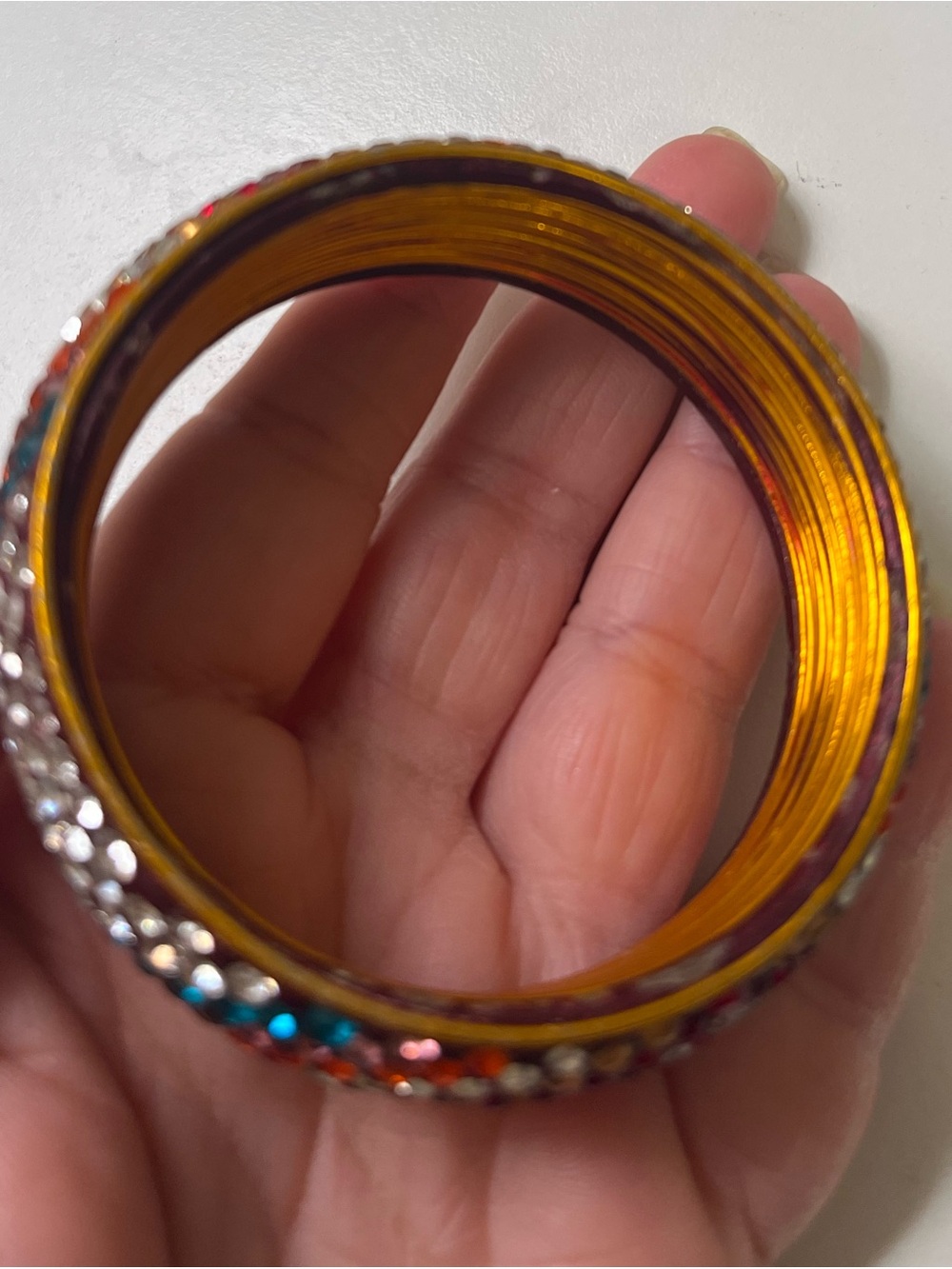 Multi Color Rhinestone Bangle Size 2.2 - Picture 5 of 5